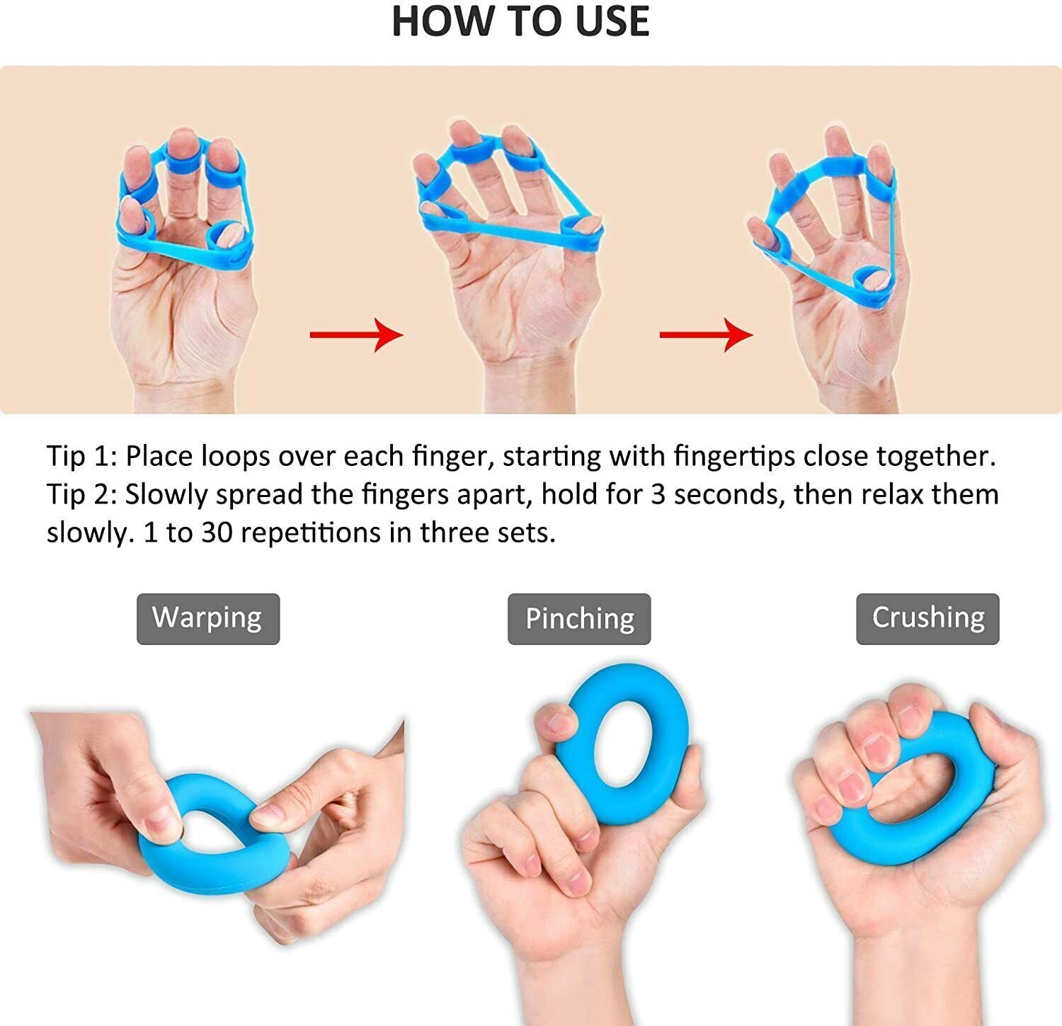 Finger Exerciser Hand Strengthener Wrist Forearm Grip Trainer Resistance Band